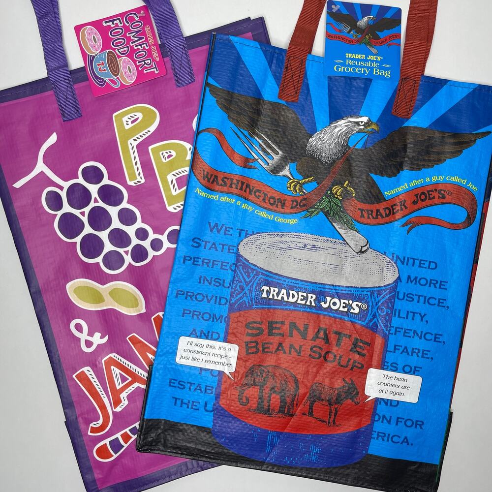 Set 2x Trader Joe’s State Reusable Tote Bags East Coast VIRGINIA + WASHINGTON DC